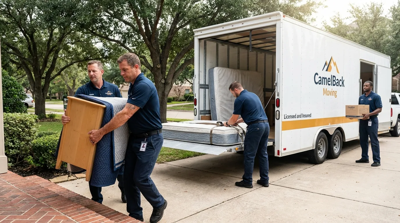 Crew loading residential truck for cross-state move from Pikeville, TN