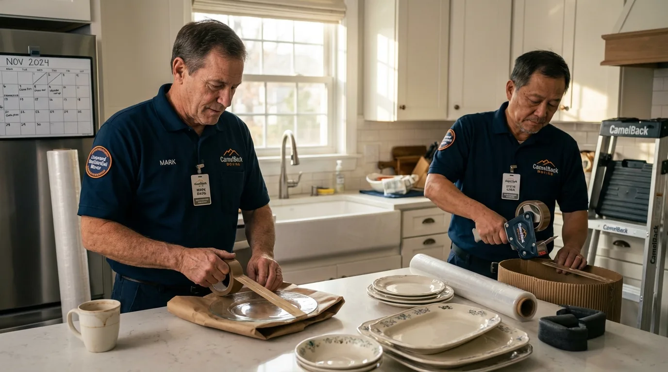 Professional crew packing kitchen dishware in Pikeville, TN